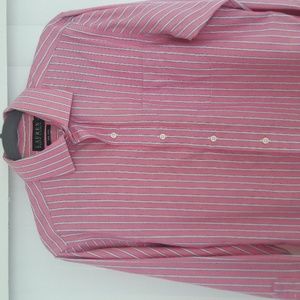 Lauren Ralph Lauren black label non iron pink with stripes button fron shirt
